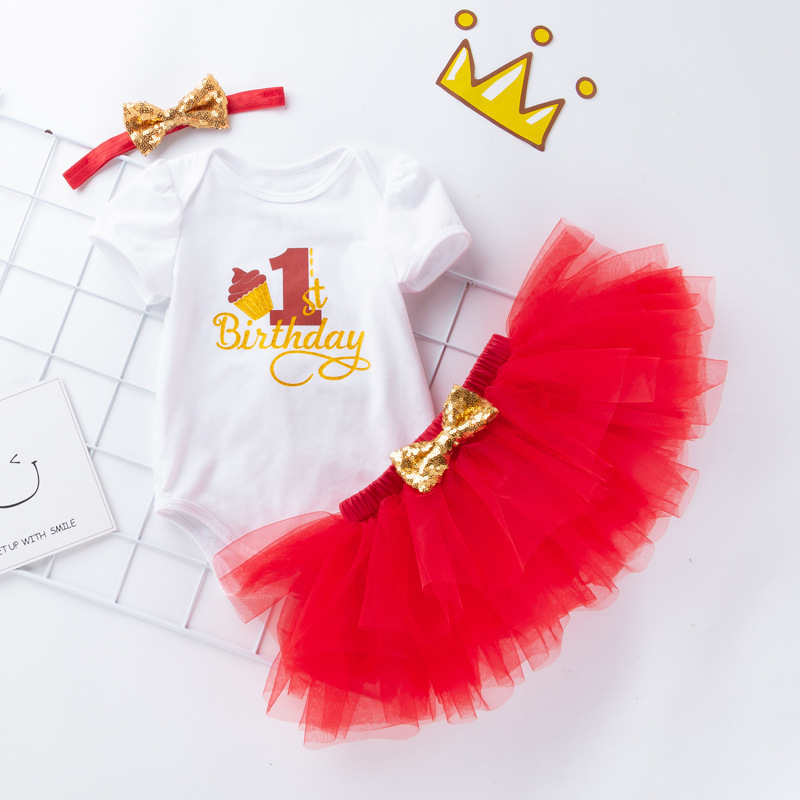 First And Second Birthday Baby Clothes Set White Bodysuit And Fluffy Tutu Skirt 1st Birthday Outfit For Baby Girls