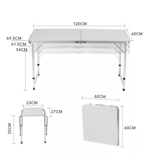 Outdoor Collapsible Table Height Adjustable table Combination table and chair for Tailgating and Beach