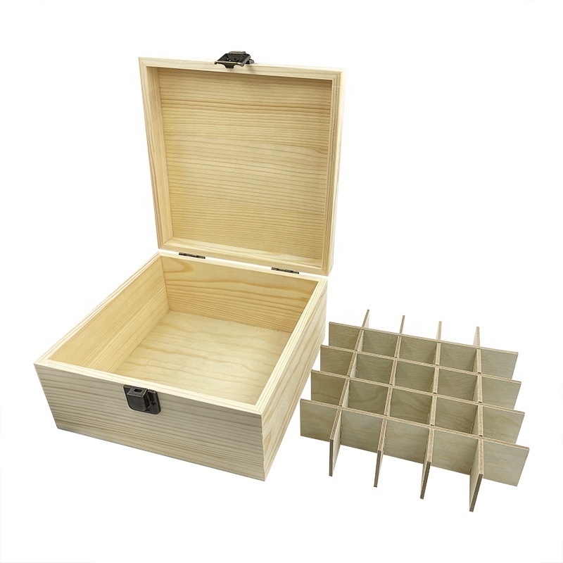 25 Slots Rectangle Essential Oil Box Natural Packaging Small Wooden Bamboo Storage Box