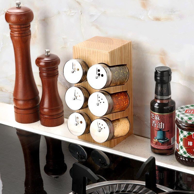 Customizable Solid Wood Household Creative Storage Rack Spice Jar Shelf