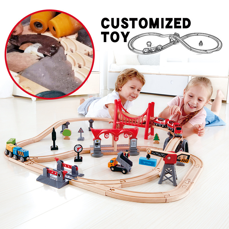 Wooden Toy Train Deluxe Railway Set Children ladder track car toys Vehicle Slot Toys for Kids