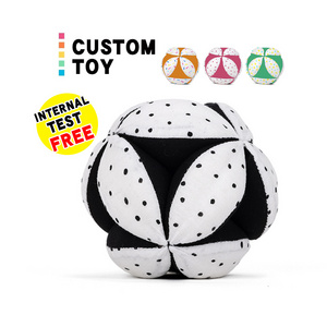 Cute Black White Organic cotton custom Soft Baby Toy Stuffed Plush Ball for kids toys birthday gift