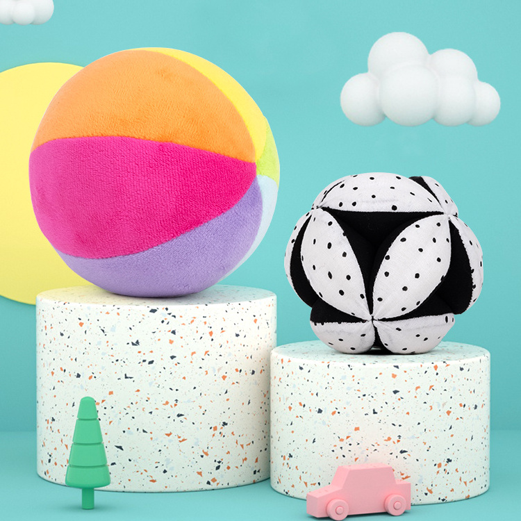 Cute Black White Organic cotton custom Soft Baby Toy Stuffed Plush Ball for kids toys birthday gift