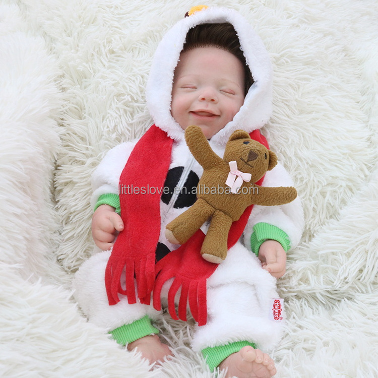 40CM Popular April Soft Solid Silicone Reborn Baby Dolls Handmade Lifelike Bebe Reborn DIY reborn dolls with Cute penguin suit