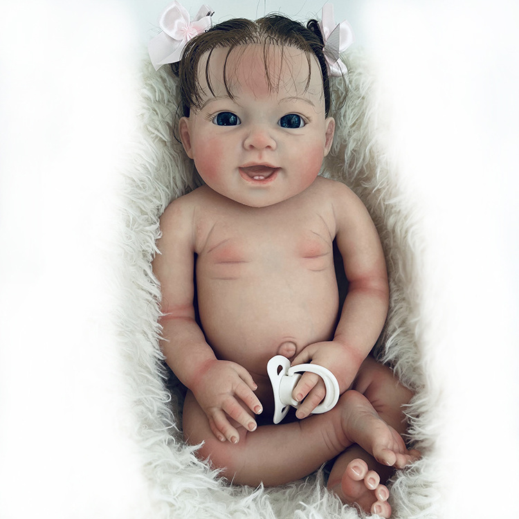 18 inch handmade bebe full body solid silicone reborn dolls cute lovely newborn baby doll