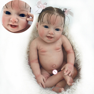 18 inch handmade bebe full body solid silicone reborn dolls cute lovely newborn baby doll