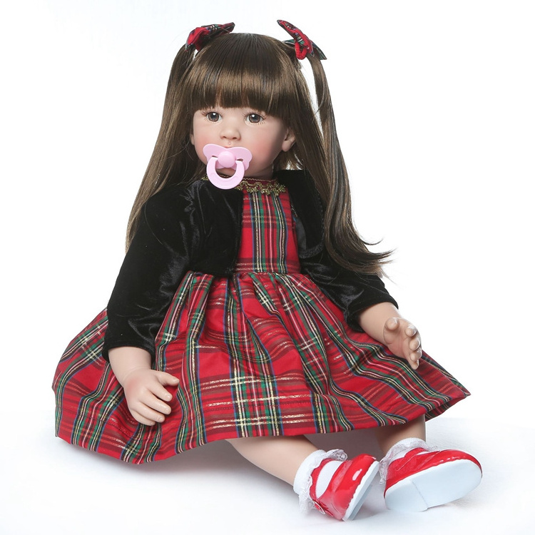 24 Inch Reborn Toddler Girl  Baby Doll Toys Cloth Body Long Hair Princess Girl Realistic  Baby Doll