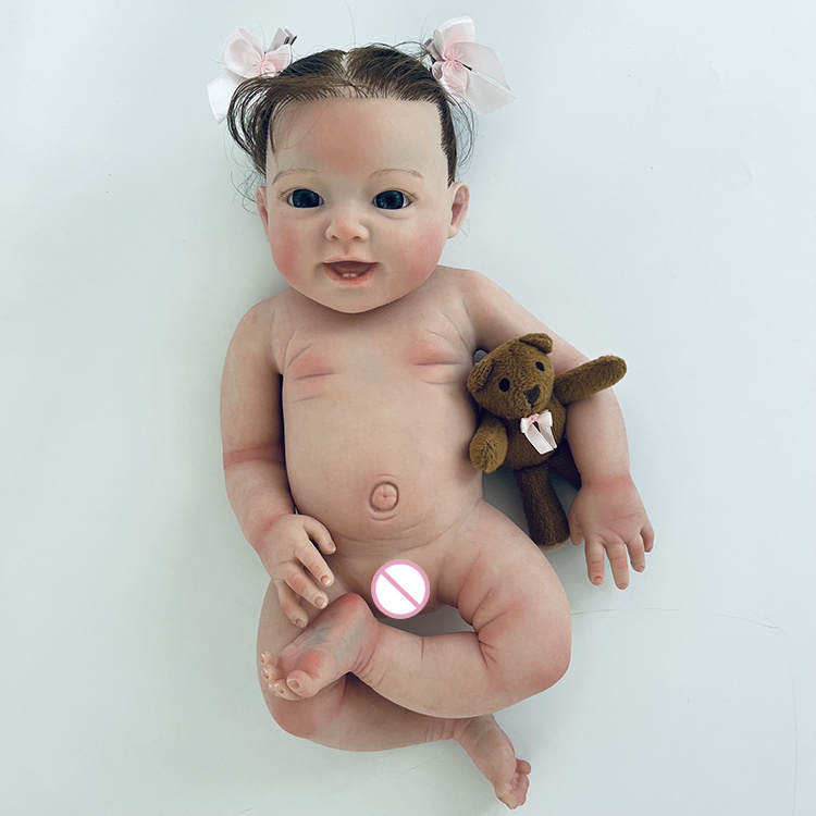 18 inch handmade bebe full body solid silicone reborn dolls cute lovely newborn baby doll