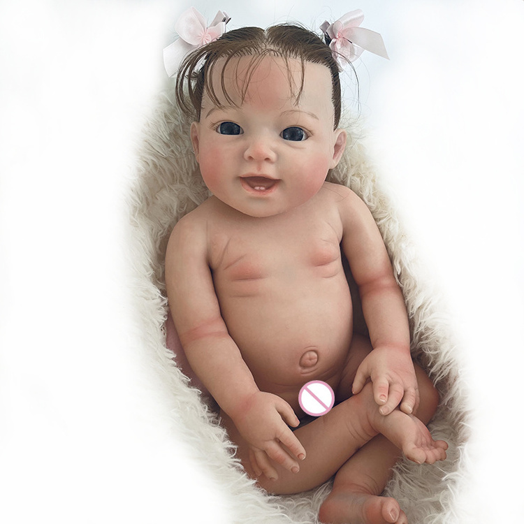 18 inch handmade bebe full body solid silicone reborn dolls cute lovely newborn baby doll