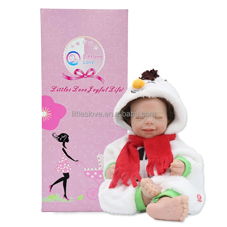 40CM Popular April Soft Solid Silicone Reborn Baby Dolls Handmade Lifelike Bebe Reborn DIY reborn dolls with Cute penguin suit