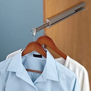 Pull-out Closet Valet Rod Adjustable Wardrobe Clothing Rail Extendable Closet Rod