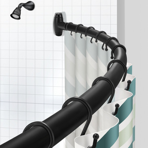 Curved Shower Curtain Poles Adjustable Rustproof Wholesale Shower Accessories Stainless Steel Metal Shower Curtain Rod