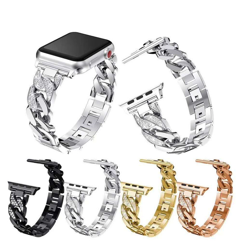 New Luxury Chain Lady Diamond Smart Watch Straps Metal Watch Strap For iwatch 49mm 40mm 44mm Stainless Steel Apple Watch Band