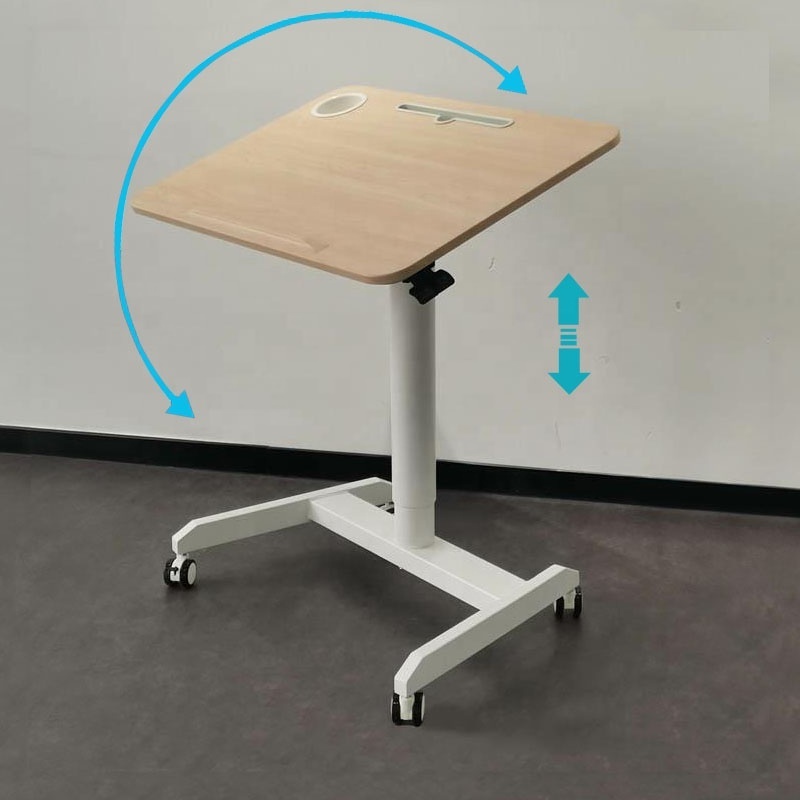 Ergonomic Height Adjustable Standing Desk Mini Sit Stand Desk Small Office Space Pneumatic Lift Table with Folding Mechanism