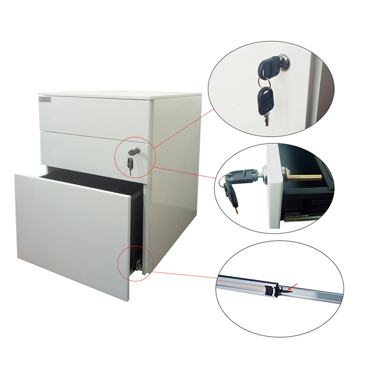 Ergonomic with Lock and Wheels with Anti-Tilt Mechanism and Hanging Drawer for A4 or  Letter Files vertical metal file cabinets