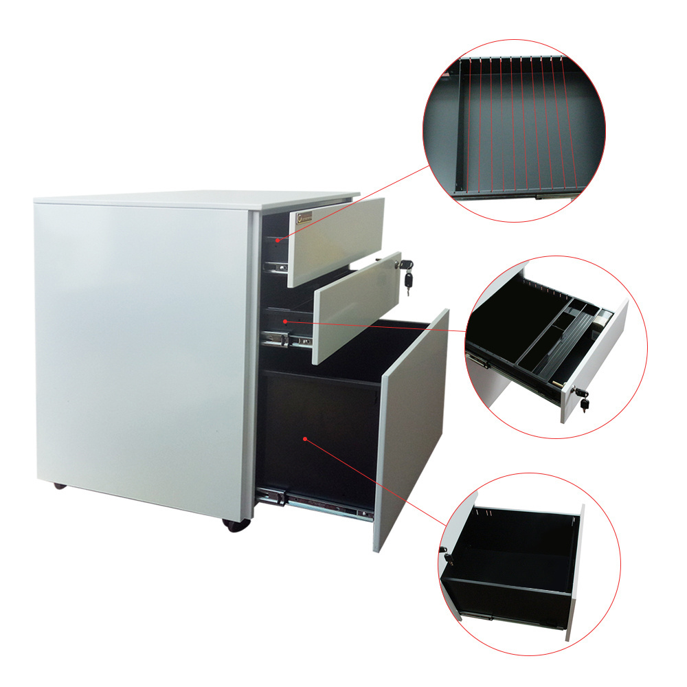 Ergonomic with Lock and Wheels with Anti-Tilt Mechanism and Hanging Drawer for A4 or  Letter Files vertical metal file cabinets