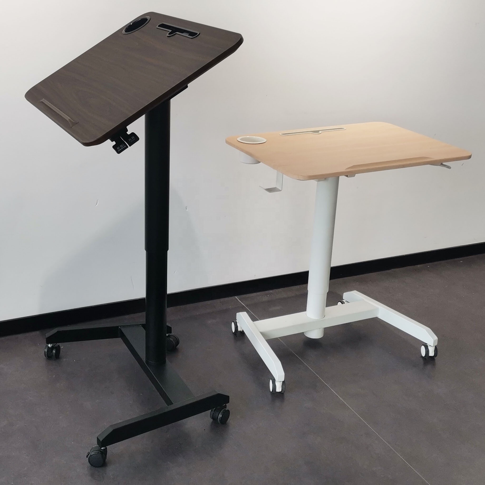 Ergonomic Height Adjustable Standing Desk Mini Sit Stand Desk Small Office Space Pneumatic Lift Table with Folding Mechanism