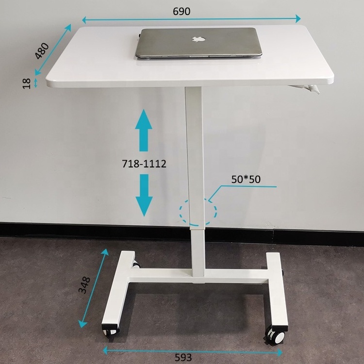 Ergonomic Home Office Space Saving Single Leg Computer Sit Stand up Gas Lifting Table Standing Pneumatic Height Adjustable Desk