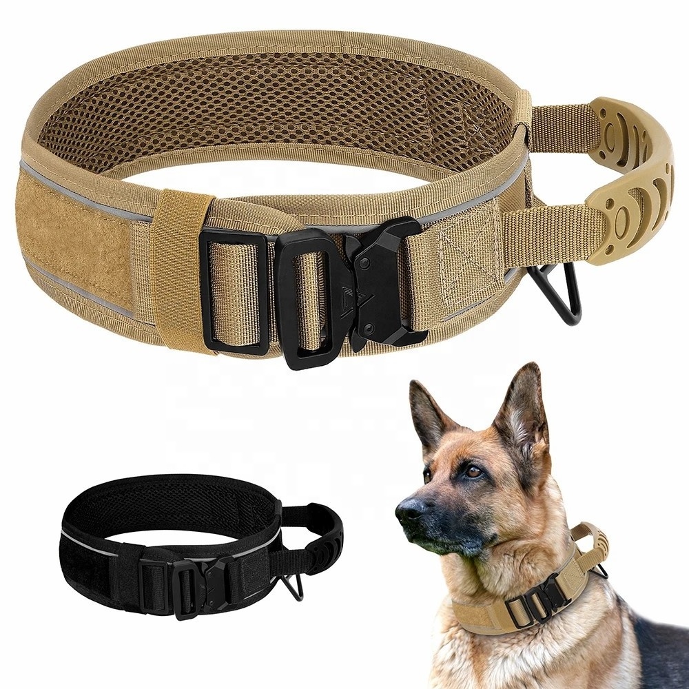 Hot Sale Custom Adjustable Nylon with Handle and Heavy Duty Metal Buckle Medium Large Extra large Tactical Pet Dog Collars