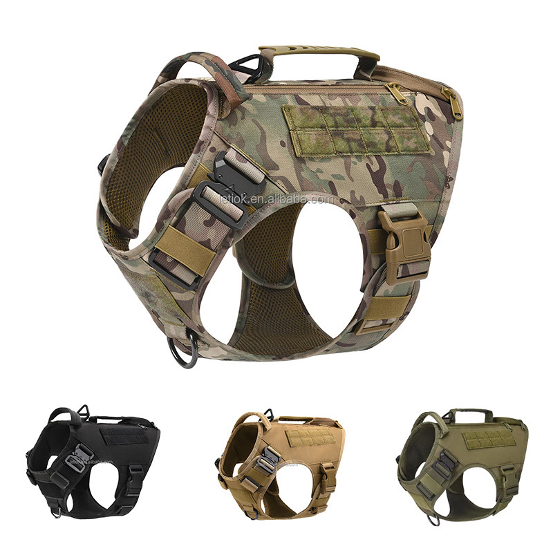 Wholesale Tactical Dog Vest Harness No-Pull Service Dog Vest for Training Hunting Walking Large Breed Pet Vest Dog Harness Set