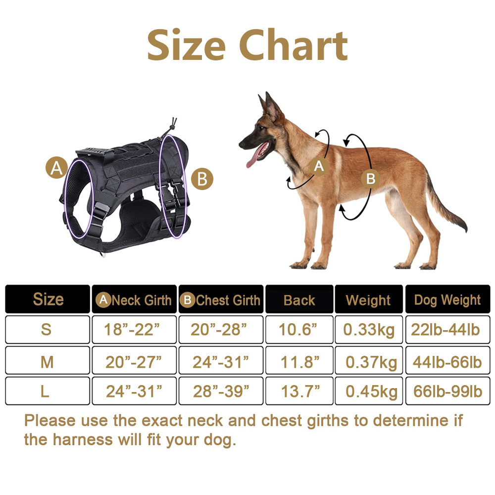 Tactical Dog Harness with handle Durable Adjustable Outdoor Pet Training Hunting Tactical Dog Harness Vest