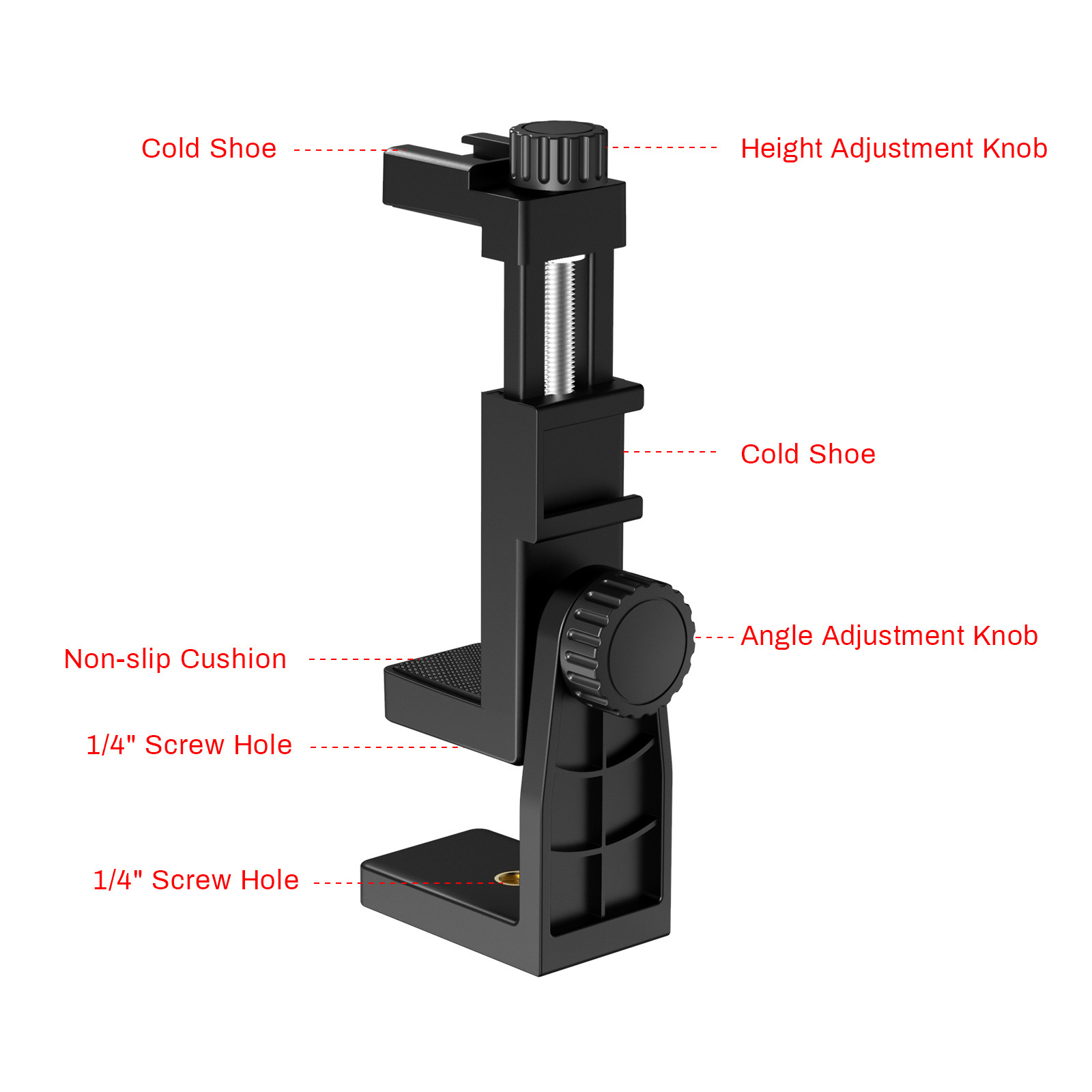 Phone Tripod Mount B1 Smartphone Holder Adapter 360 Rotation Desktop Phone Vertical Tripod for Ring Light, Camera Stand