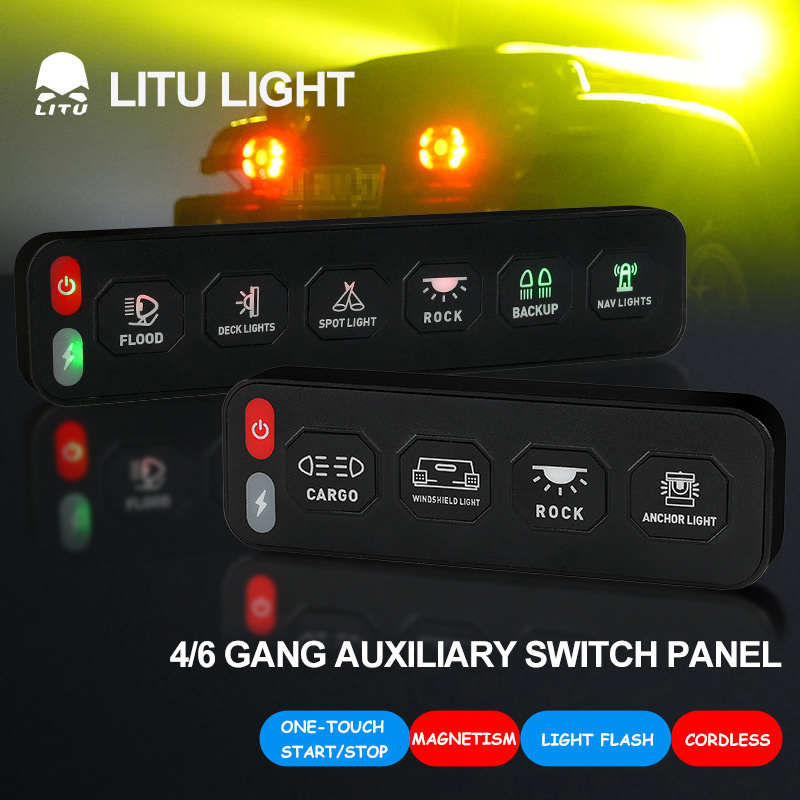 RGB 8 Gang Switch Panel 3 Silicone Button Universal Circuit Control Relay Box Multifunction Auxiliary Switch Panel