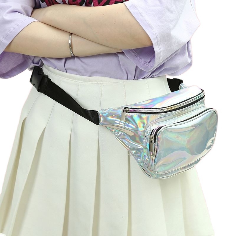 Popular Travel Beach Holographic Kangaroos Laser PU Hip Waist Pack Belt Pouch Women Hologram Shoulder Bag Fanny Pack Waist Bag