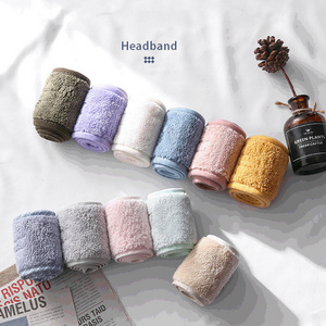 Terry Cloth Adjustable Towel Coral Velvet Makeup Spa Headband with Magic Tape