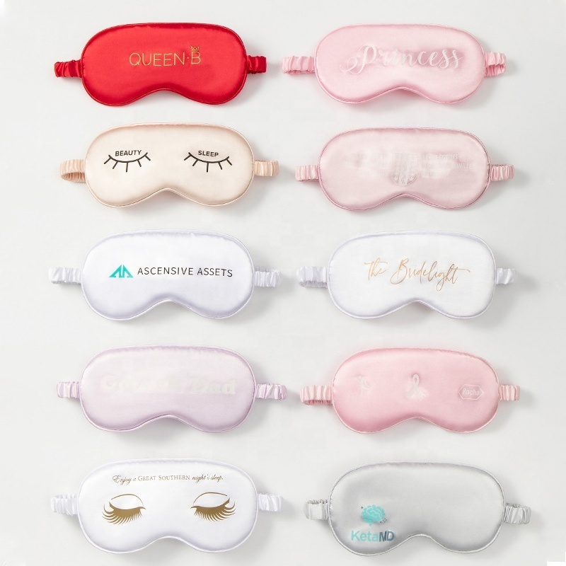 Factory Direct Promotional Gift Travel blinfolds Sleeping Silk Satin Eye Mask Customize Logo embroidery Eye Mask