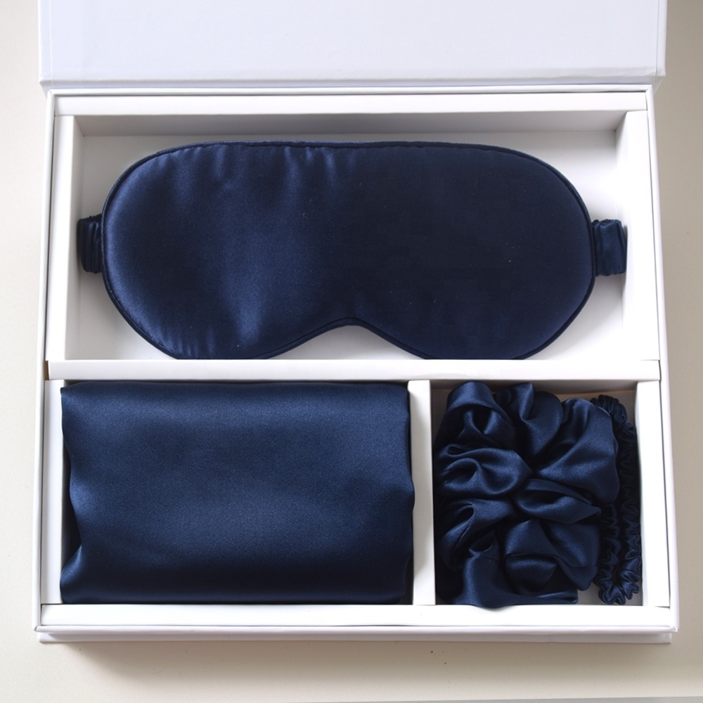 Wholesale 6A Grade silk pillowcase pillow case eye mask scrunchies gift set in box packaging silk pillow case