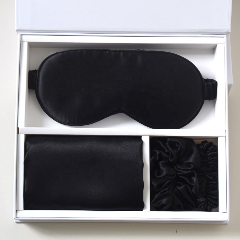 Wholesale 6A Grade silk pillowcase pillow case eye mask scrunchies gift set in box packaging silk pillow case