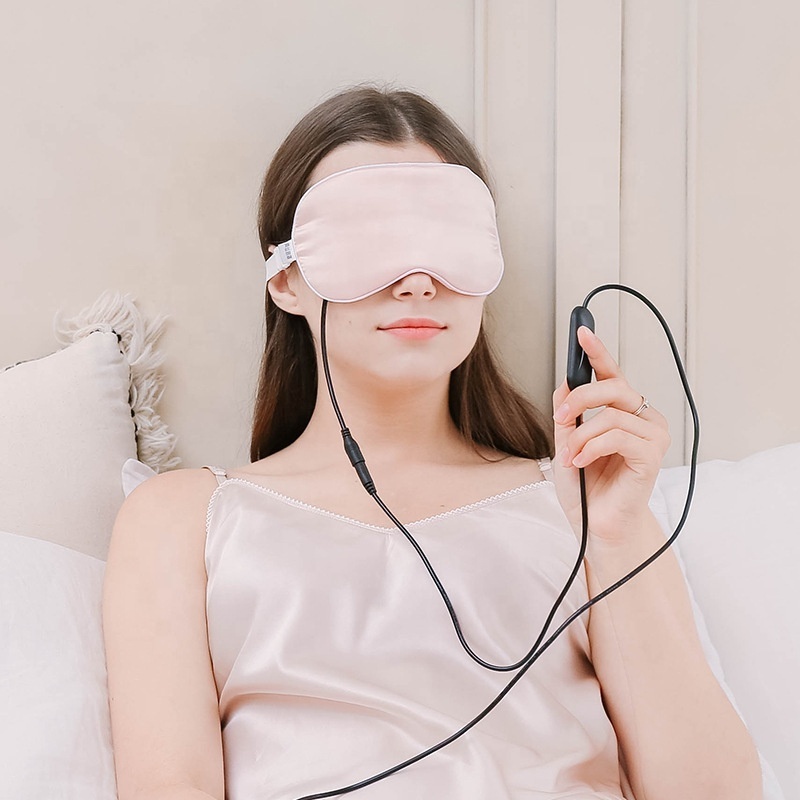 Premium Soft Silk Eye Compress Adjustable Temperature Time Control USB Steam Eye Mask Heated Eye Mask