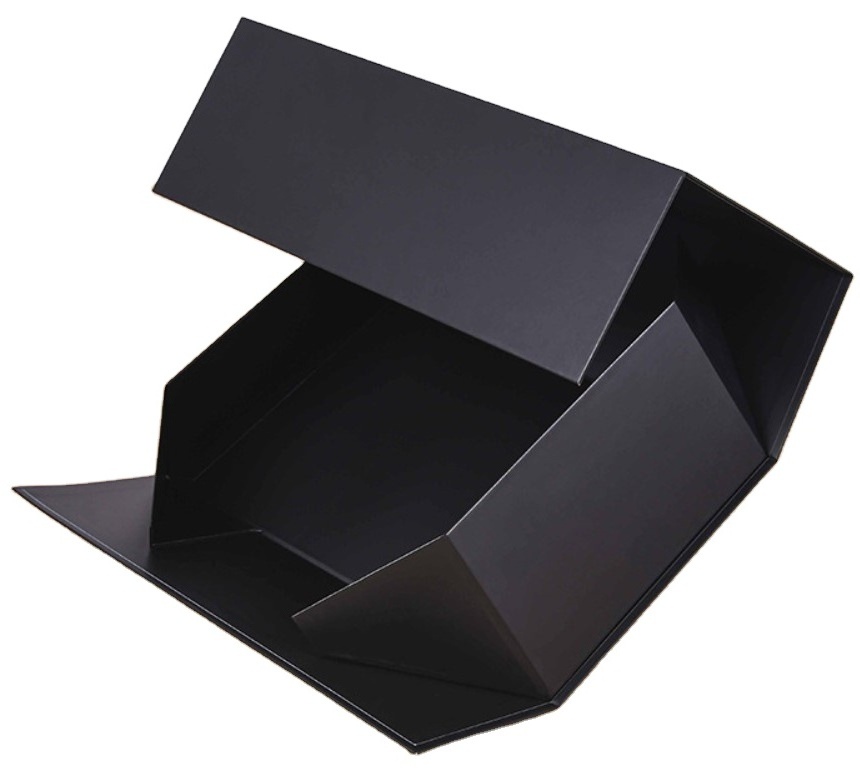 Black Color Collapsible Rigid Cardboard Magnetic Boxes Recycled Paper Box for Hat Handbags Perfume Cosmetic Packaging