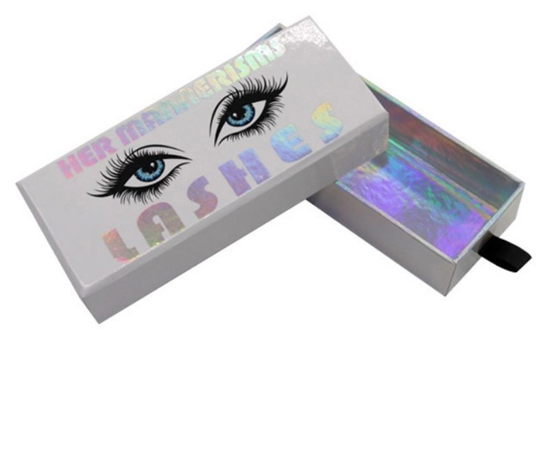 Fashion Luxury Biodegradable Holographic Paper Custom Logo White Pink Cosmetic Pencil Eyeliner Glue Pen Lashes Drawer Box