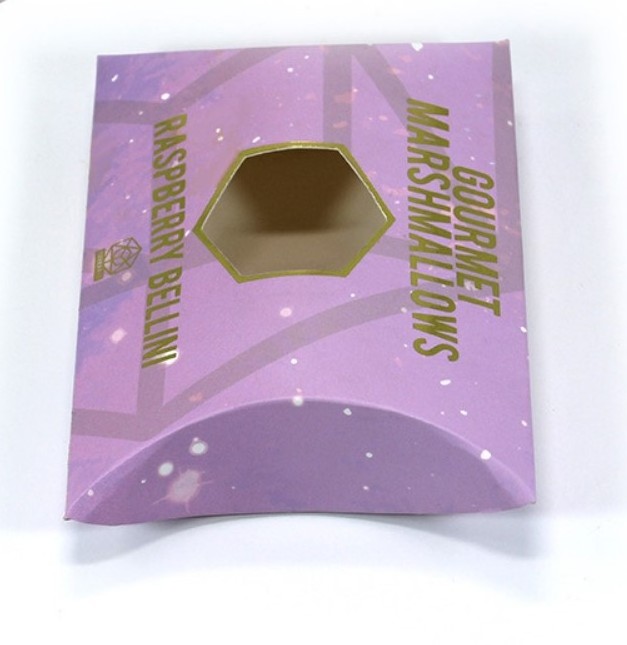 Manufacturer Custom Gold Foil Printed Logo Purple Biodegradable Cardboard Gourmet Apple Pie Paper Packaging Pillow Box