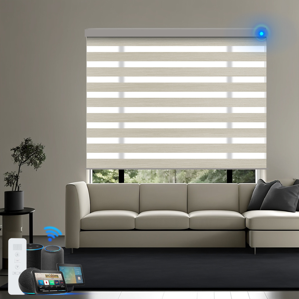 Zigbee Wifi Smart Electric Window Automatic Blackout Roller Blinds Double Layer Day And Night Shades Turkey Zebra Blinds Motor