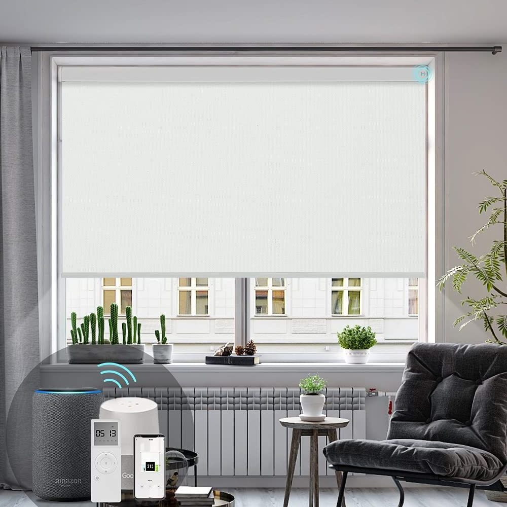 Google Alexa Control Horizontal Blackout Window Treatment Auto Electric Automated Smart Motorised Motorized Roller Blinds Shades