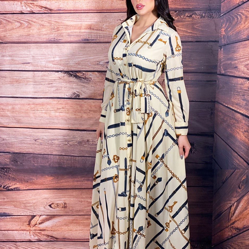 Middle eastern print ladies shirt dresses long dress muslim islamic clothing for women