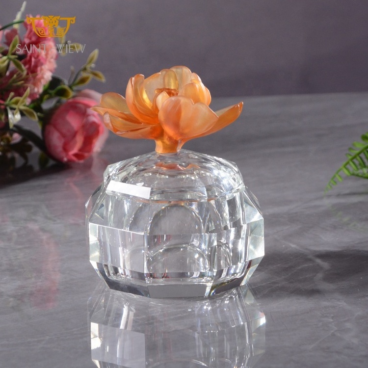 Modern Luxury Handmade Apple Shape Crystal Glass Candle Jar Sundries Jewelry Sandalwood OUD Chocolate Storage Candy Jar