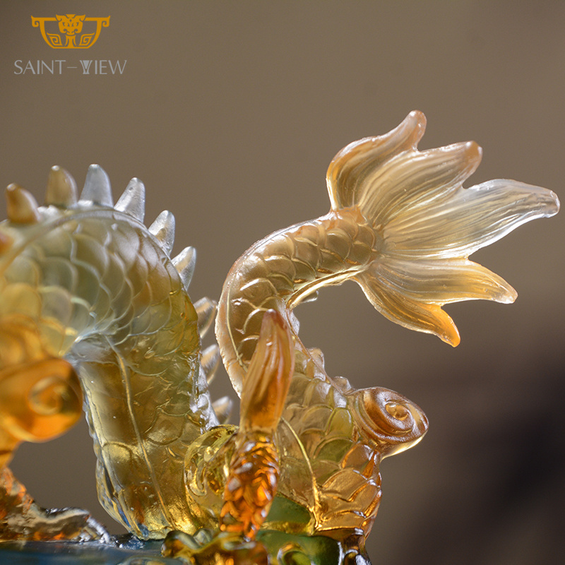 Crystal Chinese 2024 Mascot Dragon Sculpture Business Fengshui Home Decoration