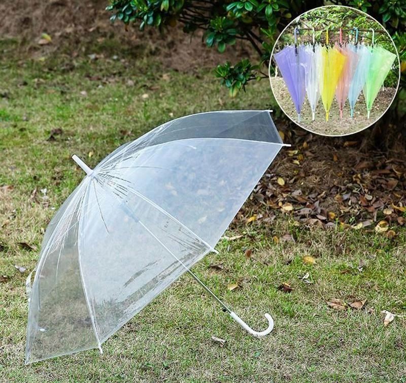 Clear Transparent Rain Umbrella PVC Rain Dome Bubble Rain Sun Shade Long Handle Straight Stick Umbrella  M0235