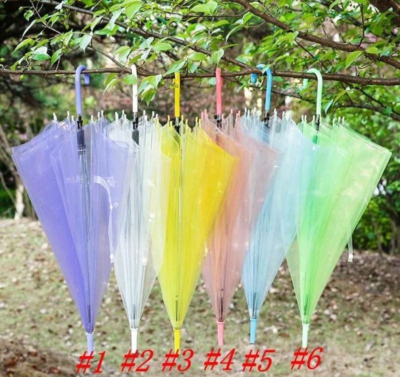 Clear Transparent Rain Umbrella PVC Rain Dome Bubble Rain Sun Shade Long Handle Straight Stick Umbrella  M0235