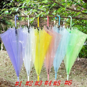 Clear Transparent Rain Umbrella PVC Rain Dome Bubble Rain Sun Shade Long Handle Straight Stick Umbrella  M0235