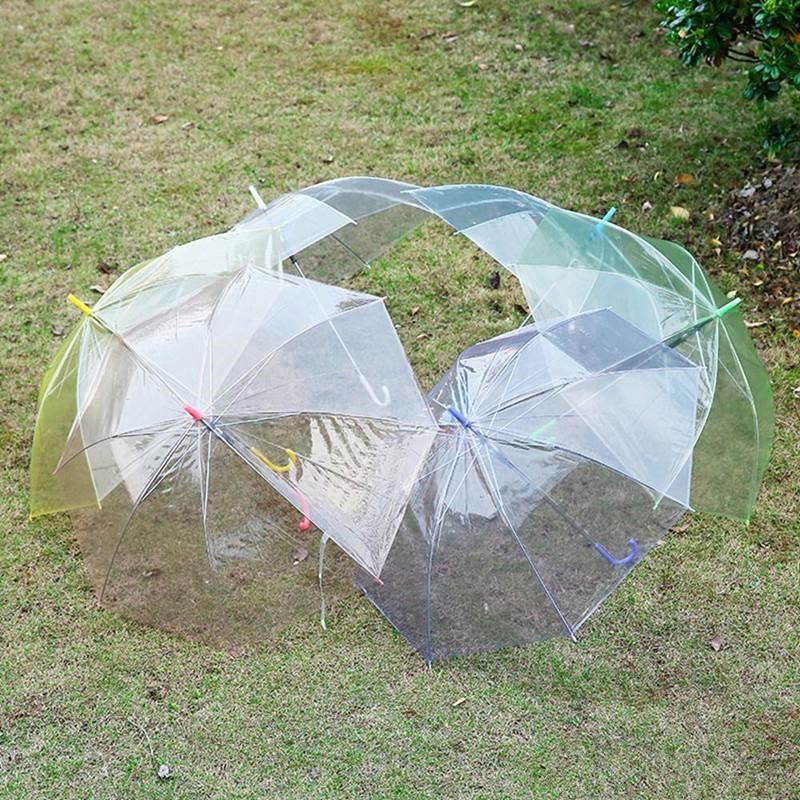 Clear Transparent Rain Umbrella PVC Rain Dome Bubble Rain Sun Shade Long Handle Straight Stick Umbrella  M0235