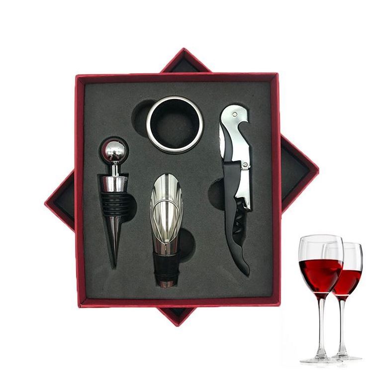 2023 Top Seller 4pcs Set Creative Personalized Stainless Steel Bar Tools Wine Bottle Opener Wine Corkscrew Gift Box