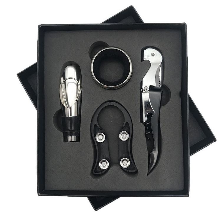 2023 Top Seller 4pcs Set Creative Personalized Stainless Steel Bar Tools Wine Bottle Opener Wine Corkscrew Gift Box