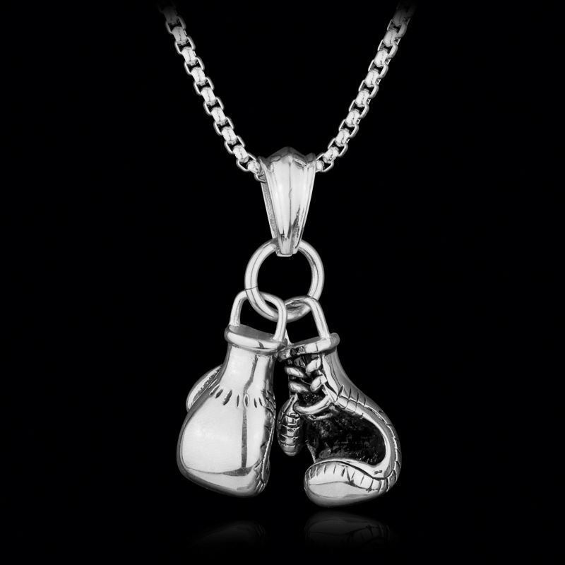 Men Steampunk Necklace Box Chain Pair Boxing Glove Charms Pendants Sport Fitness Jewelry Necklaces