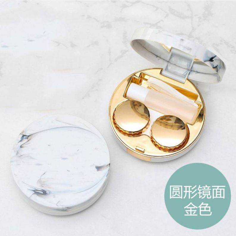 K809 Hot Cute Marble Stripe Contact Lens Case Travel Glasses Lenses Box For Unisex Eyes Care Kit Holder Container Support Gift