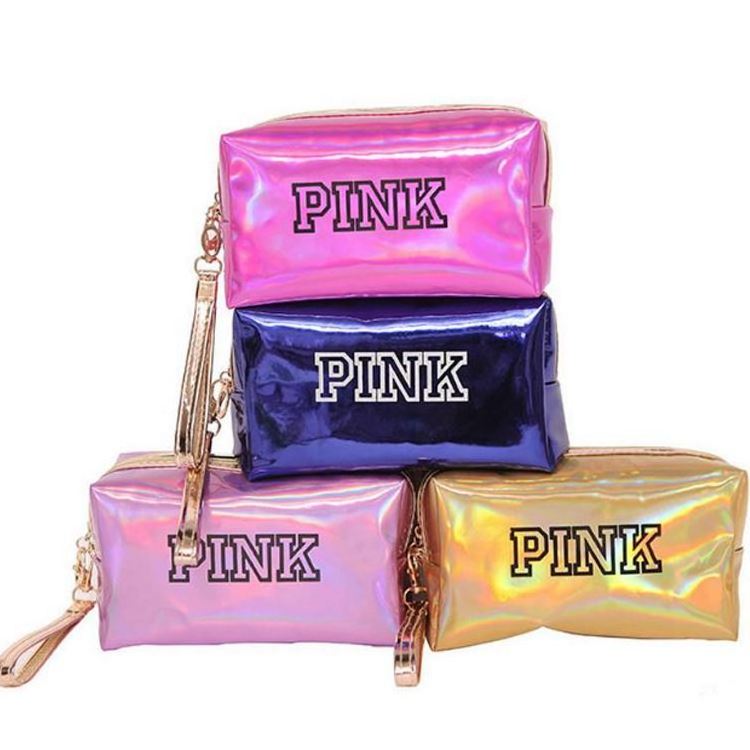 Wholesale Custom logo Fashion Small Personalized Holographic Pvc Cosmetic Pouch Make Up Bag Beauty Case Makeup Bag Cosmetic Bags